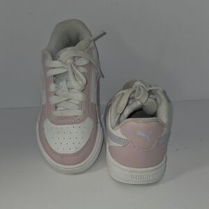 Puma Kids Pink and White Low-Top Sneakers